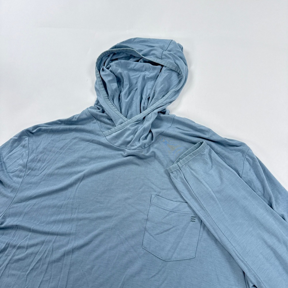 Free Fly Bamboo Lightweight Hoodie Mens Large Blue Sun Shirt Fishing Thumbholes